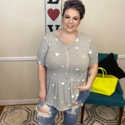 Iris & Rainbow Boutique New Arrivals #H534 Air Of Love Peplum Top