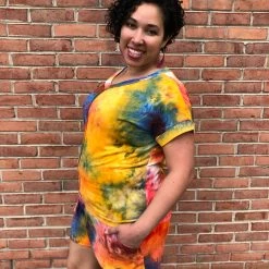 Iris & Rainbow Boutique #J507 Orange You Glad To See Me Tie Dye Lounge Set