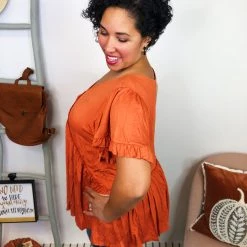 Iris & Rainbow Boutique New Arrivals #L224 Nicolette Top (Brick)