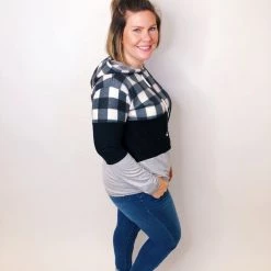 Iris & Rainbow Boutique New Arrivals #K573 Rocking The Plaid Color Block Hoodie