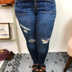 Iris & Rainbow Boutique New Arrivals #K785 Laurie's Patch Pocket Button Fly Judy Blue Skinny Jeans