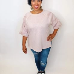 Iris & Rainbow Boutique K382 Blushing Vines Of Lace Sleeve Top