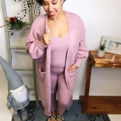 Iris & Rainbow Boutique #L556 Glam It Up Knit Set (Dusty Pink) New Arrivals