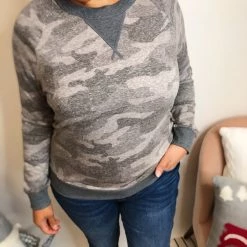 Iris & Rainbow Boutique #L373 Harmonious Camo Top (Grey)