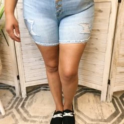 Iris & Rainbow Boutique #K26 Fly Girl Judy Blue High Waist Button Fly Shorts