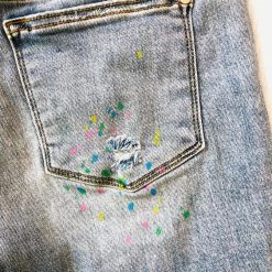 Iris & Rainbow Boutique New Arrivals #K187 Painting Rainbow Splatter Judy Blue Shorts