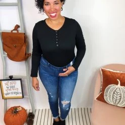 Iris & Rainbow Boutique #L198 Snap To Attention Bodysuit (BLACK)