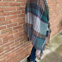 Iris & Rainbow Boutique #D47 Riley's Multicolor Plaid Ruana