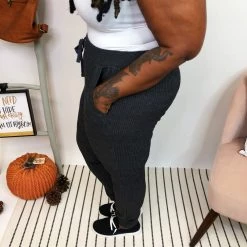 Iris & Rainbow Boutique New Arrivals #K903 All Day Comfy In Ribbed Joggers (Charcoal)