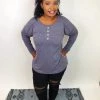 Iris & Rainbow Boutique #K721 October Skies Long Sleeve Top (Charcoal) New Arrivals