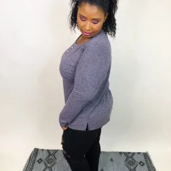 Iris & Rainbow Boutique #K721 October Skies Long Sleeve Top (Charcoal) New Arrivals