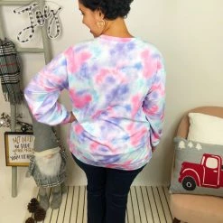 Iris & Rainbow Boutique New Arrivals #L262 Rainbow Clouds Tie Dye Pullover