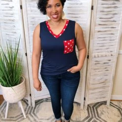 Iris & Rainbow #J933 Before You Go Sleeveless Top (Red & Navy)