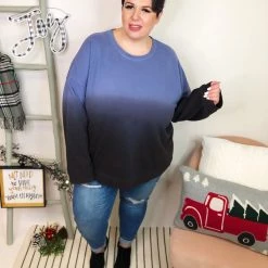 Iris & Rainbow Boutique #L240 Shades Of Blue Sweatshirt New Arrivals