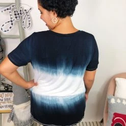 Iris & Rainbow Boutique New Arrivals #L288 The Perfect Tie Dye POL Top (Ivory/Jet Black)