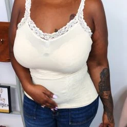 Iris & Rainbow Boutique New Arrivals #K809 Lizzie's Lace Cami (Almond)