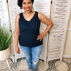 Iris & Rainbow Boutique #K6 Dreaming Of A Lace Tank (Navy)