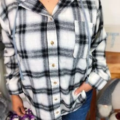 Iris & Rainbow Boutique #L830 Your Must Have Plaid Hoodie