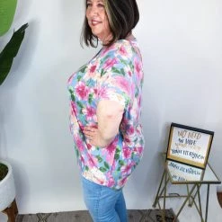Iris & Rainbow Boutique #M614 Matching In Floral Top (Blue Comb) New Arrivals