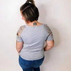Iris & Rainbow Boutique #K563 City Of Angels Top (Heather Grey)