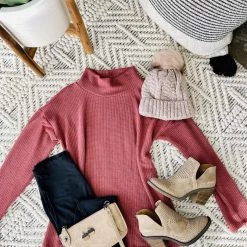 No Ship Drop Ship Raspberry Wine Fall Knit Sweater New Arrivals