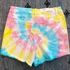 Iris & Rainbow Boutique #J954 Watercolor Wonderland Judy Blue Tie Dye Mid Rise Shorts New Arrivals