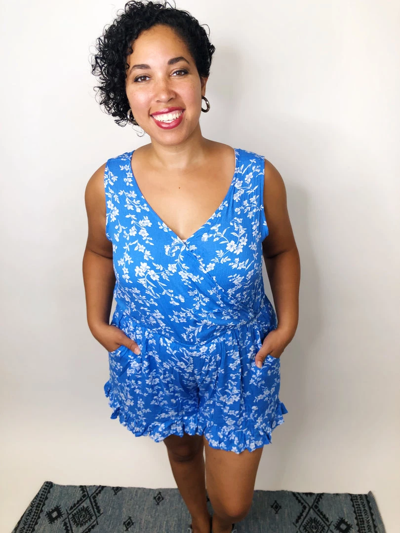 Iris & Rainbow Boutique New Arrivals #K521 Blue Sky Of White Flowers Romper 3 Iris & Rainbow Boutique New Arrivals #K521 Blue Sky Of White Flowers Romper