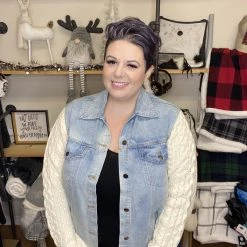 Iris & Rainbow Boutique #H134 Denim Sweater POL Jacket New Arrivals