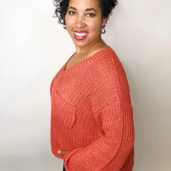 Iris & Rainbow Boutique #K477 Emma's Cozy Sweater (Spicy Rust) New Arrivals