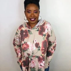 Iris & Rainbow Boutique New Arrivals #K648 Hawaiian Hush Babydoll Top (TAUPE/MAUVE)