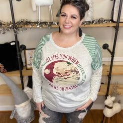 Iris & Rainbow Boutique #H44 He Sees You When You're Drinking Santa Tee