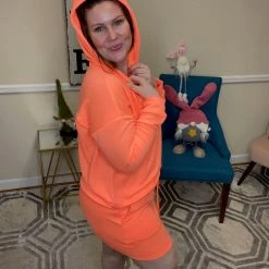 Iris & Rainbow Boutique New Arrivals #H990 Electrified Skirt Set (Orange)