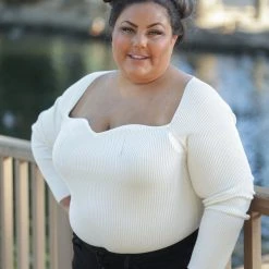 Iris & Rainbow Boutique #L446 Sweetheart Sweater Bodysuit (Ivory) New Arrivals