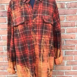 Iris & Rainbow Boutique #427 One Of A Kind Flannel Tops (Orange And Brown Ombre) New Arrivals