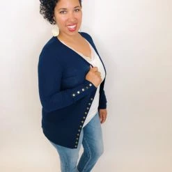Iris & Rainbow Boutique #K202 Midnight Navy Snap Cardigan
