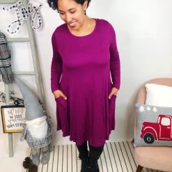 Iris & Rainbow Boutique New Arrivals #L302 Simple And Stunning Dress (Magenta)