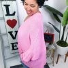 Iris & Rainbow Boutique #M674 Knitted From The Heart Cardigan (Bubble Gum)