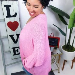 Iris & Rainbow Boutique #M674 Knitted From The Heart Cardigan (Bubble Gum)