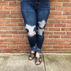 Iris & Rainbow Boutique New Arrivals #A111 Uptown Girl Destroyed Fringe Judy Blue Skinny Jeans