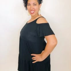 Iris & Rainbow Boutique #K188 Lucky In Love Cold Shoulder Dress