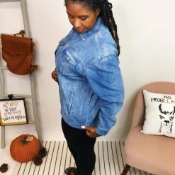 Iris & Rainbow Boutique #K910 Slay Every Day Denim Shacket New Arrivals