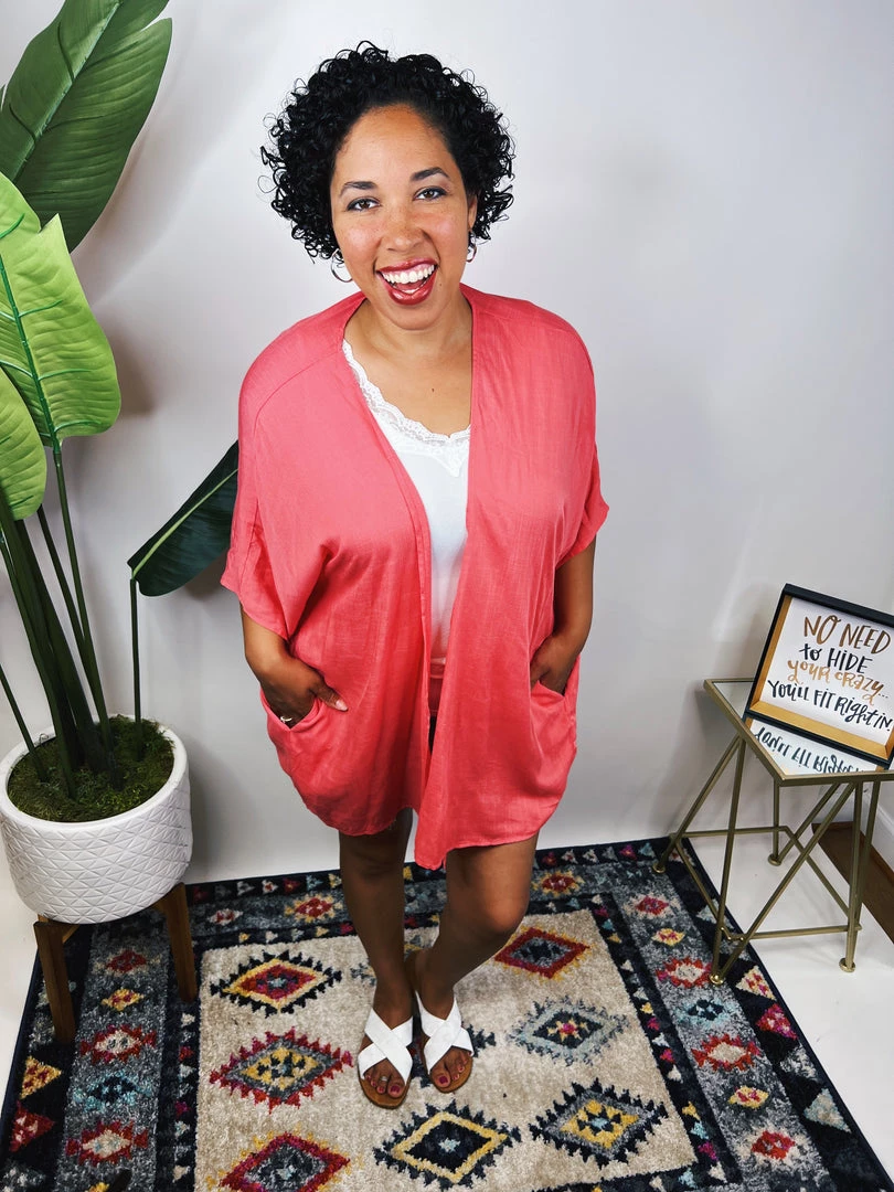 Iris & Rainbow Boutique #N319 Feeling Awesome Kimono (Coral) *DOORBUSTER* New Arrivals 7 Iris & Rainbow Boutique #N319 Feeling Awesome Kimono (Coral) *DOORBUSTER* New Arrivals