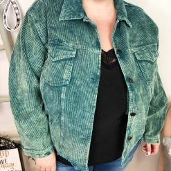 Iris & Rainbow Boutique #L274 Rising Tide POL Shacket (Green)