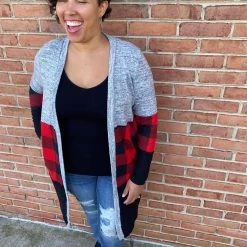 Iris & Rainbow Boutique #F22 Wild For Plaid Color Block Cardigan