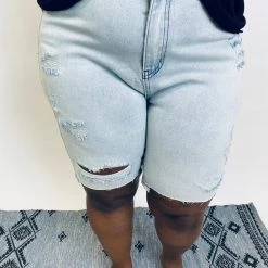 Iris & Rainbow Boutique #K484 Promise Me Everything Distress Bermuda Shorts