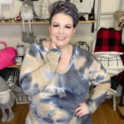 Iris & Rainbow Boutique #H195 Stormy Sunrise Tie Dye Waffle Top