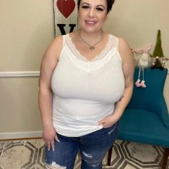 Iris & Rainbow Boutique #H753 Dreaming Of A Lace Tank (Off-White) New Arrivals