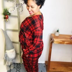 Iris & Rainbow Boutique #L522 The Perfect Plaid Match Set (Red/Black)
