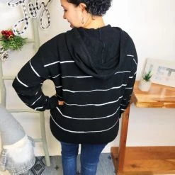 Iris & Rainbow Boutique #L558 Style Statements Hoodie (Black Off White) New Arrivals