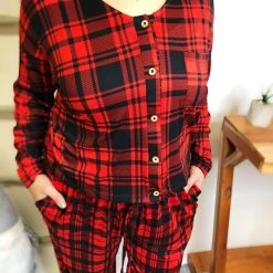 Iris & Rainbow Boutique #L522 The Perfect Plaid Match Set (Red/Black)